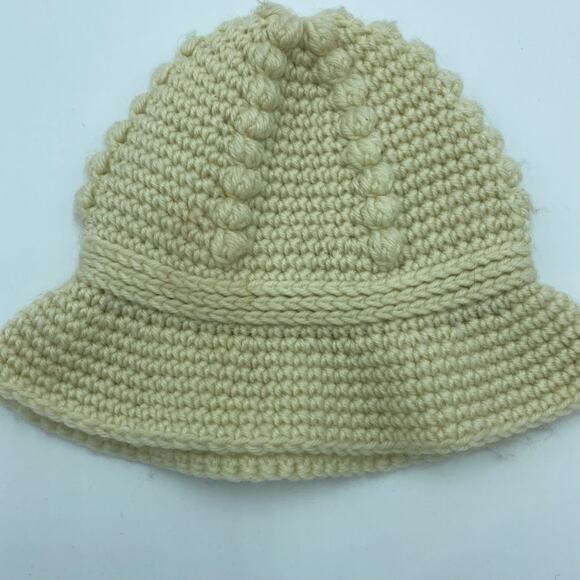 Vintage K-Mart Made In Japan Hat Crochet Knit Cream Acrylic - Picture 2 of 7